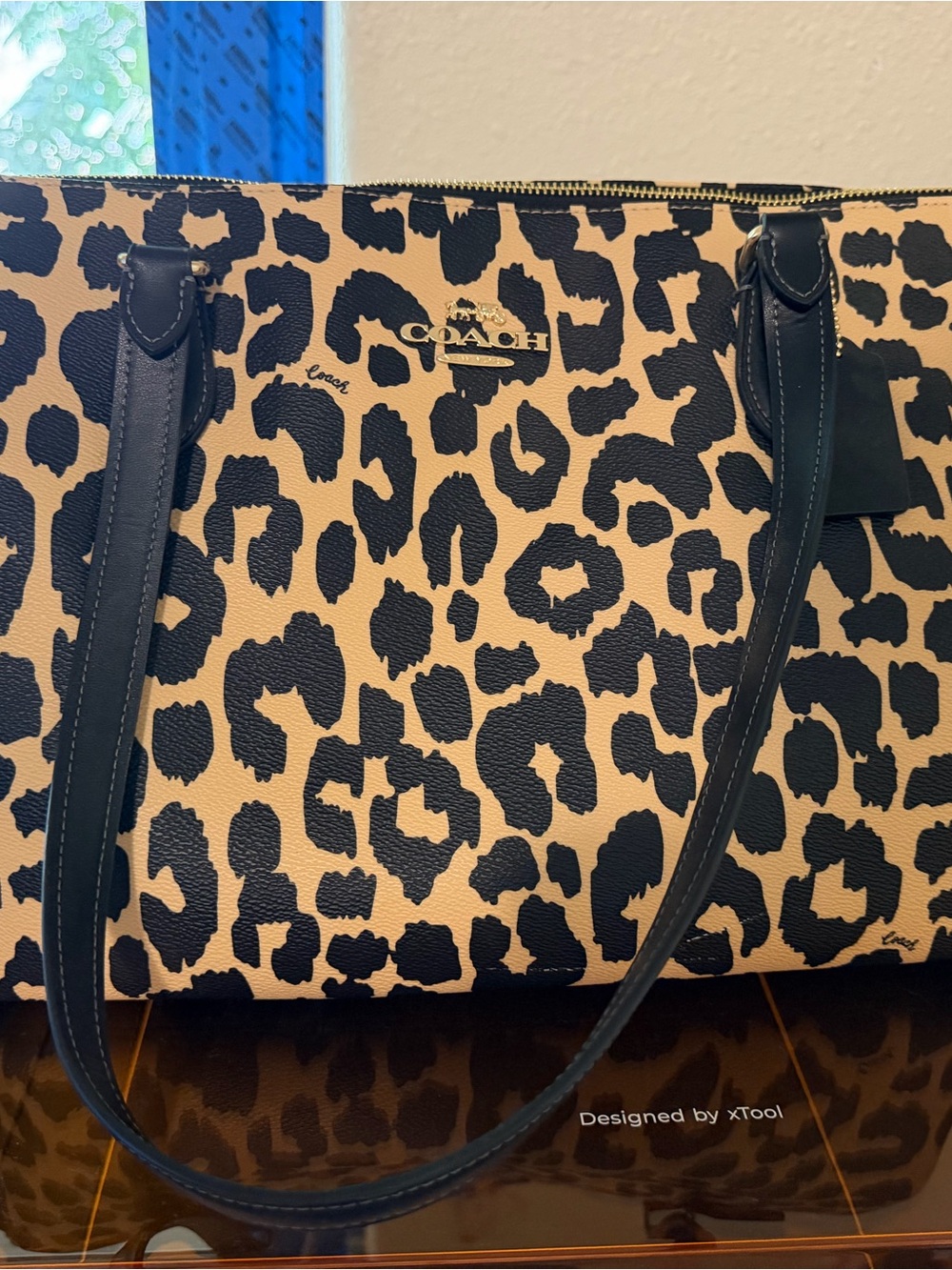 Coach Leopard-Print Tote in Tan and Black